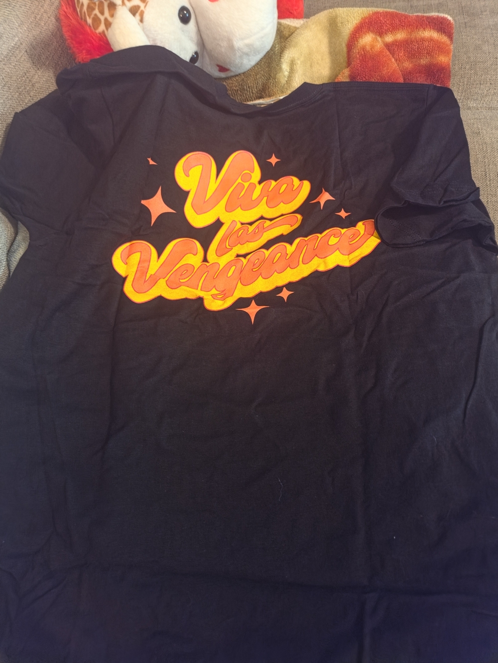 Black Panic At The Disco Tee with Yellow-Orange 'Viva la Vengeance' Graphic